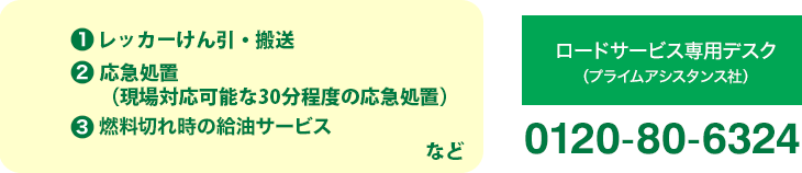 ロードサービス専用デスク（プライムアシスタンス社）0120-80-6324